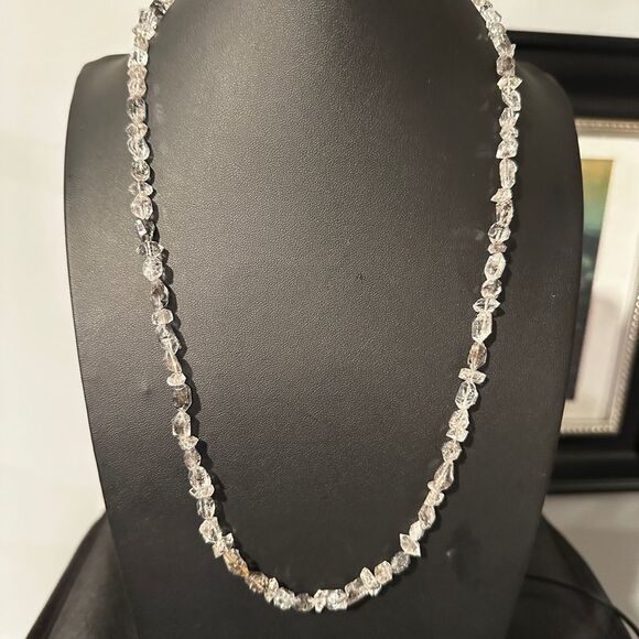 24" of all Herkimer Diamond quartz chip necklace with 925 sterling silver clasp! - Picture 11 of 11